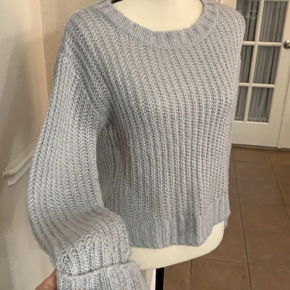 No Boundaries gray and silver metallic thread cropped pullover sweater Size M - Picture 4 of 16